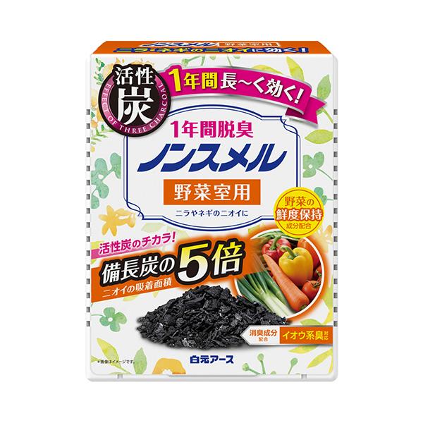 メーカー：白元アース　 品番：01316-0  脱臭効果は1年間。活性炭・竹炭・備長炭の炭の力で、野菜室内の気になるニオイを強力脱臭。　　