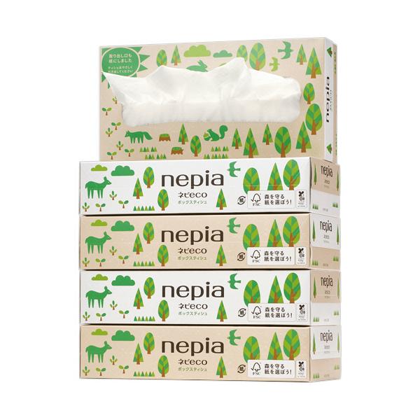 メーカー：王子ネピア 　品番：181882   サステナブルな紙からできた、取り出し口も紙製のティッシュペーパー。　　