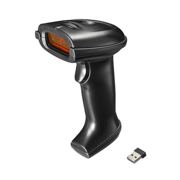 メーカー：サンワサプライ  品番：BCR-WL1D1BK  視認性の良いレーザータイプの2.4GHzワイヤレスバーコードリーダー