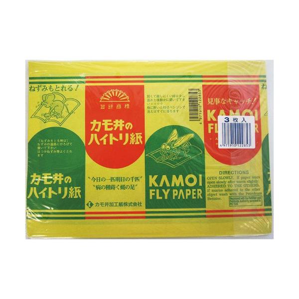 メーカー：カモ井加工紙  品番：HAITORIGAMIHIRAGAMI  強力粘着剤でハエだけでなく、はつかネズミなども捕獲できます。