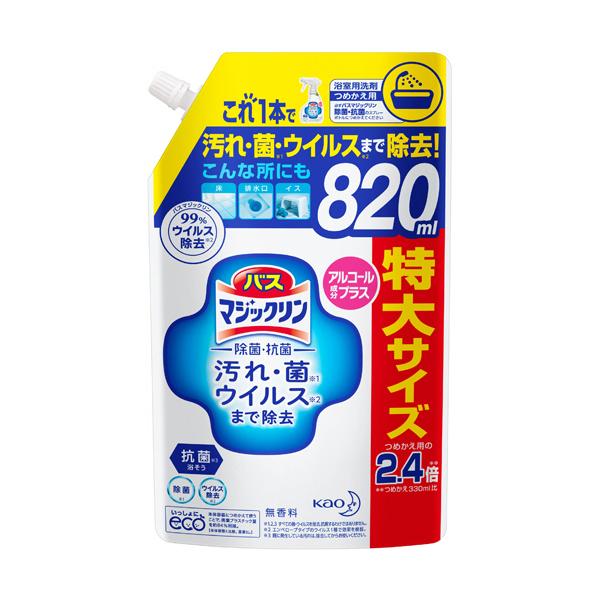 花王　バスマジックリン　泡立ちスプレー　除菌抗菌アルコールＰｌｕｓ　つめかえ用　８２０ｍｌ　１個