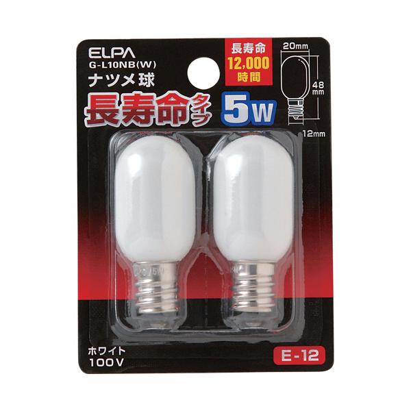 他サイト： ＥＬＰＡ　長寿命ナツメ球　５Ｗ　Ｅ１２口金　ホワイト　Ｇ−Ｌ１０ＮＢ（Ｗ）　１パック（２個）の商品画像