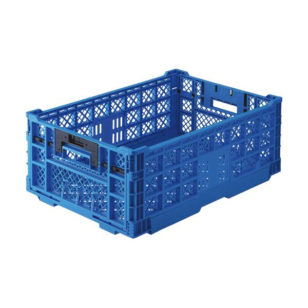 メーカー：三甲　 品番：556120-00  極薄に収納可能なメッシュコンテナ。　　手順1：ワンタッチでロックを解除。手順2：4辺を内側に倒す。折りたたんでコンパクトに。＜使用イメージ＞