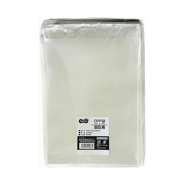 ＴＡＮＯＳＥＥ　ＯＰＰ袋　フタ・テープ付　Ｂ５用　１９５×２７０＋４０ｍｍ　１セット（１０００枚：５００枚×２パック）