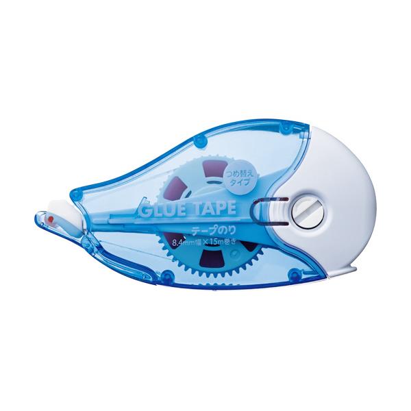 ＴＡＮＯＳＥＥ　テープのり（リフィル式　赤テープ）　本体　スタンダード　８．４ｍｍ×１５ｍ　ブルー　１セット（１０個）