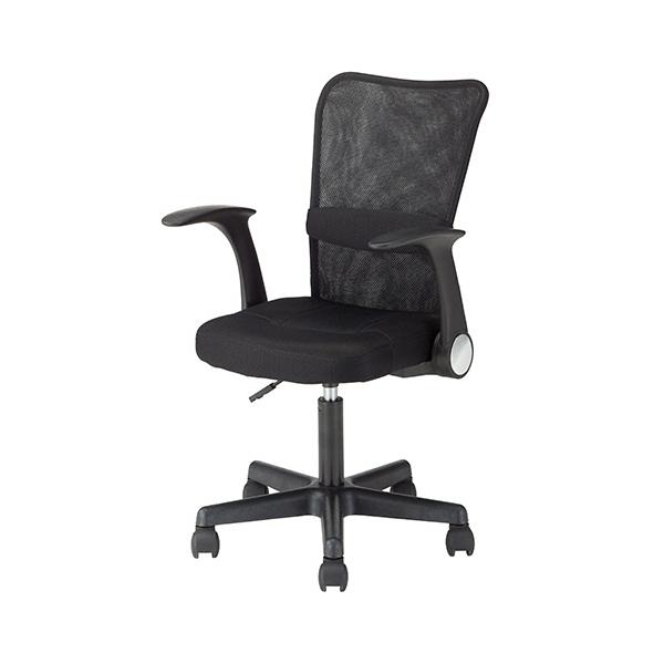 メーカー：不二貿易　 品番：HF-38AUBK  位置調整が簡単にできるランバーサポート付。　　＜寸法図＞<BR>単位:mm肘掛けが上がるので、デスクにすっきり収納できます。<BR>※商品の色はブラックになります。ラ...