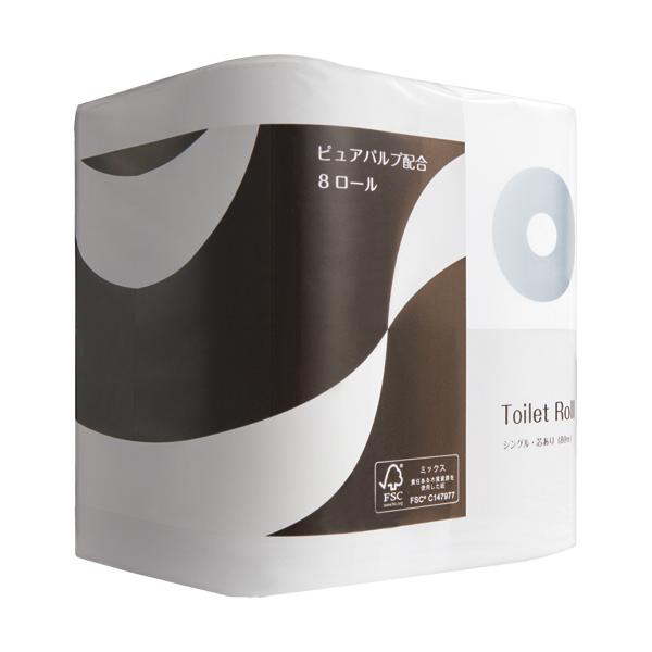 ＴＡＮＯＳＥＥ　トイレットペーパー　パルプブレンド　シングル　芯あり　８０ｍ　１セット（９６ロール：８ロール×１２パック）