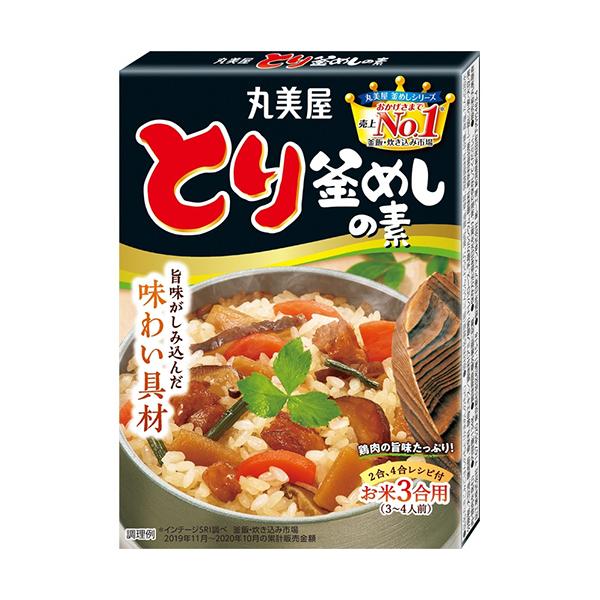 メーカー：丸美屋　品番：020113　お米3合用、3〜4人前。炊飯器でお米と炊くだけ！炊き立てホカホカも、冷めてもおいしいとり釜めしの素。2合・4合レシピ付。