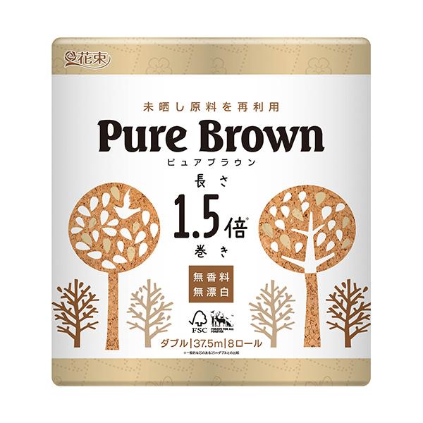 他サイト： 丸富製紙　トイレットペーパー　花束　ピュアブラウン　無漂白　１．５倍巻き　ダブル　芯あり　３７．５ｍ　１セット（６４ロール：８ロール×８パック）の商品画像