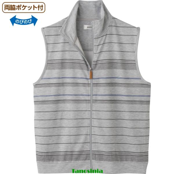 天竺裏ハニカムフルジップベスト シニアファッション メンズ 羽織り 春夏 前開き トップス 男性 紳士 シニア お父さん おじいちゃん カジュアル cf
