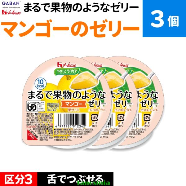 3個 介護食 介護食品 舌でつぶせる 栄養機能食品 健康食品デザート スイーツ ゼリー セット やさしくラクケア まるで果物のようなゼリー マンゴー ハウス