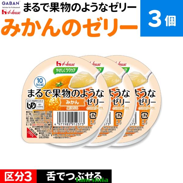 3個 介護食 介護食品 舌でつぶせる 栄養機能食品 健康食品デザート スイーツ ゼリー セット やさしくラクケア まるで果物のようなゼリー みかん ハウス