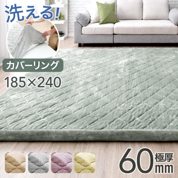 タンスのゲン 4日P15%〜 ラグ 洗える カバーリングラグ 185×240