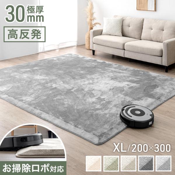 ラグ ラグマット カーペット 4畳 厚手 極厚 200×300 XL 高反発 ウレタン 大判 おしゃれ 北欧 バリアフリー 床暖房 無地 冬 夏 子供