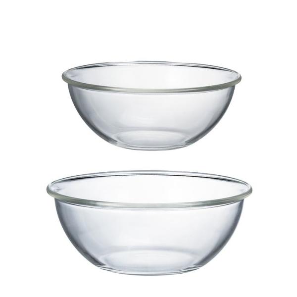 ●熱湯、電子レンジOKの耐熱ガラス製浅型ボウルのセット