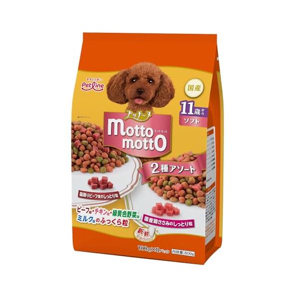 いぬのしあわせ ペットライン プッチーヌ ｍｏｔｔｏ ｍｏｔｔｏ ソフト 11歳から 800ｇ(100ｇ×8) 半生 国産 アソート 小分け 800g