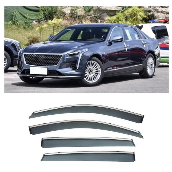 車用サイドバイザー キャデラック CT6 2016-2022 車のウィンドデフレクターウィンドウバイザー電気メッキ金属ウィンドウレインカバーデフレクターオ
