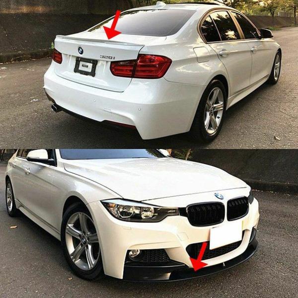 2点 BMW Mスポーツ 3シリーズ F30 F31 フロント リップスポイラー+リアトランクスポイラー 2012-2018 素地