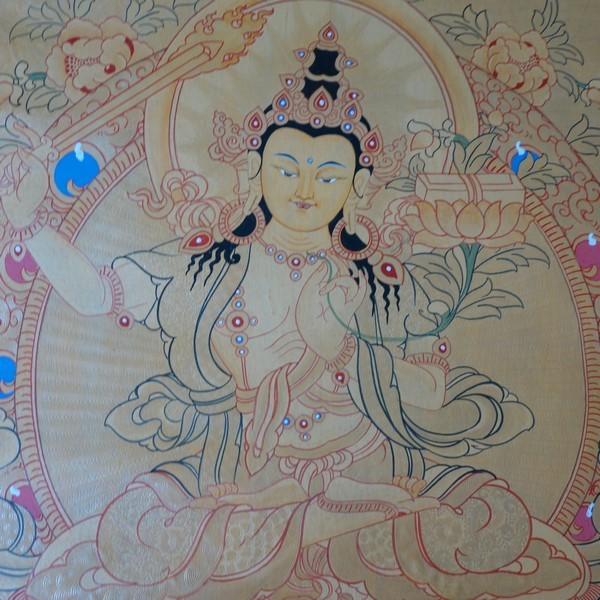 仏画 タンカ 文殊菩薩 仏像 24金使用 仏画 送料無料 Ta0010 仏像販売 仏像専門店 多羅堂 通販 Yahoo ショッピング