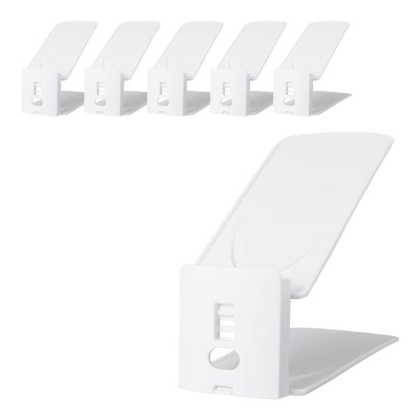 カラー：ホワイトサイズ：03)ワイド 高さ調節付き(幅10cm)スタイル：6P本体サイズ:約W100×D272×H100~185mm本体重量:約180g素材・材質:ポリプロピレン生産国:日本片手でも取り出しやすい、引出し用穴有下駄箱の収納量...