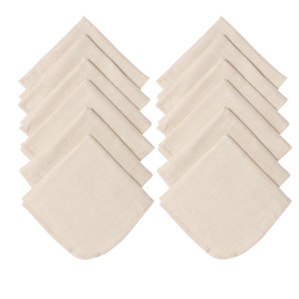 カラー：ベージュサイズ：25cmx25cm安心なオーガニックガーゼ。洗いほど柔らかくなる。有機栽培され、加工の過程でも化学処理をせずにつくられた綿。お名前タグ付き！保育園の入園準備に！4重ガーゼ！ 4倍吸水量?速乾性も優れます！12枚セット...