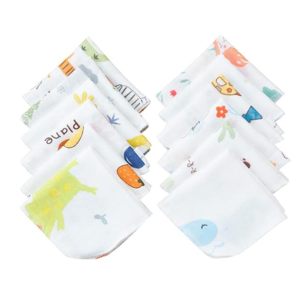 カラー：ブルーサイズ：25cmx25cmスタイル：かわいい綿100%生まれたての肌に優しい天然素材で、洗うごとにやわらかくなって、大切なお子様が毎日使うものだから、素材にこだわりたいママも大満足！4倍吸水量4層ガーゼでさっと水分を吸収し、速...