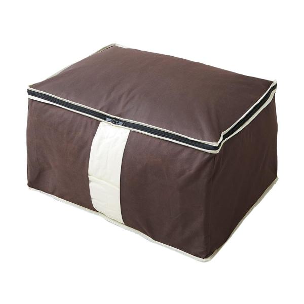 カラー：ブラウンサイズ：ダブル 縦置き仕様スタイル：布団収納ケース【商品仕様】商品サイズ/(約)65×50×35cm、適応サイズ/ダブル羽毛布団1枚、材質・成分/本体:ポリプロピレン不織布、窓:EVA樹脂【幅広テープでスッキリ収納】ボリュー...