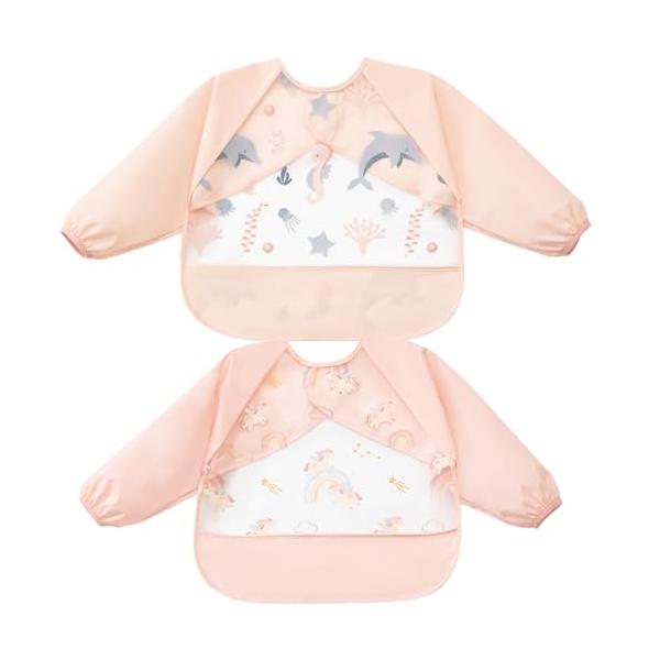 カラー：オレンジ【安全素材】：赤ちゃんの健康に気をつけ、もちろんBPAフリーの素材を使用してください。赤ちゃんはなめることを心配する必要はありません。また、素材は柔らかく、首の皮膚を傷つけません。【優れた防水防油性能】高密度の防水素材を選ん...