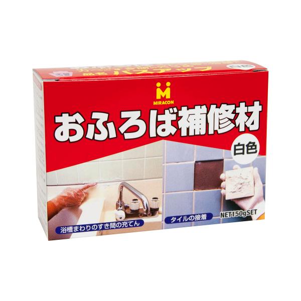 カラー：白用途:ホーロー、ステンレス、ポリ、タイル浴槽とタイルのすき間の充填使用量の目安:巾5mm×深さ5mmで約2m乾燥時間:20℃で約24時間成分:【主溶液A剤】水溶性接着液、ヒビ割れ防止剤、防水剤 【パウダーB剤】石灰石、粘土、鉱さい...