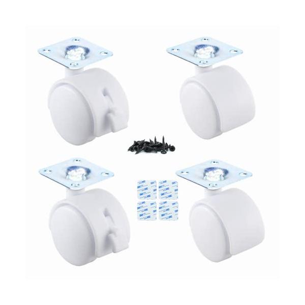 スタイル：ホワイト【パッケージ 内容】：自在車×4個+ブレーキ付×4個、両面テープ×4枚、ネジ×16個。【 材質】キャスターは、高品質のナイロンと鉄でできており、最大耐荷重30kg / 4個。【設置が簡単】ソファ、テーブル、キャビネットなど...