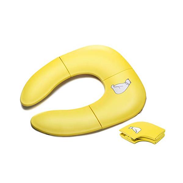 カラー：黄【滑り止め＋挟まれ防止】：8個シリコンパッド固定具が付きます、ほとんどのトイレにしっかりと留まれます。人間工学に基づいて設計するなので、展開すると子供が快適に座れます。【収納便利】4つに折りたためてコンパクトに収納できます、普通の...