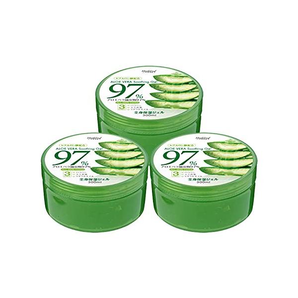 サイズ：300ml ×3アロエエキス97%配合ヒアルロン酸Na配合マイルドでさっぱりした使い心地顔や腕、脚、全身にはもちろん、家族みんなでの使用もOK。たっぷり使えて嬉しい300ml！お得な3個セットです。