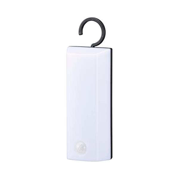 カラー：ブラックサイズ：200ルーメンスタイル：フック型【 特 長 】　◆屋外でも使える（IPX4）、フック型明暗+人感センサーライト　◆周囲が暗くなると人を検知して点灯、離れてしばらくすると自動消灯　◆乾電池式（単3形乾電池×6本使用）で...