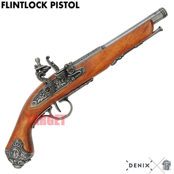 DENIX フリントロックピストル グレー 1077/G (デニックス フリントロック式銃 レプリカ)