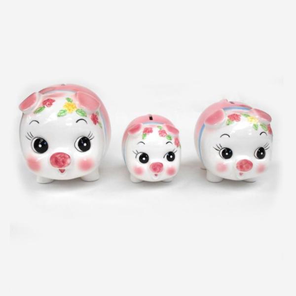 貯金箱 豚の貯金箱（陶器製） 中サイズ : 駄菓子とおもちゃの太郎と