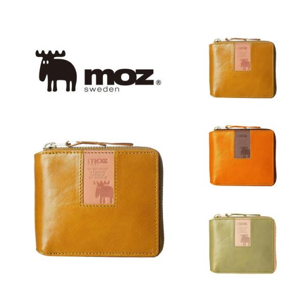 moz モズ 財布 ラウンド 二つ折り財布 ウォレット カラーコンビ ZNWS-86091 二つ折 小銭入れ お札入れ オレンジ キャメル グリーン プレゼント ギフト 母の日