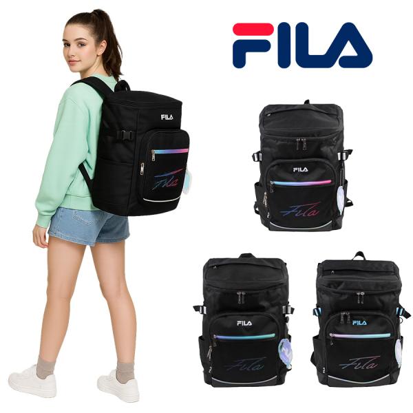 【FILA】リュック 大容量リュック レディース メンズ リュックサック 女の子 バックパック 30L デイパック 黒 FILA フィラ 7852 リコル オーロラ チャーム付き