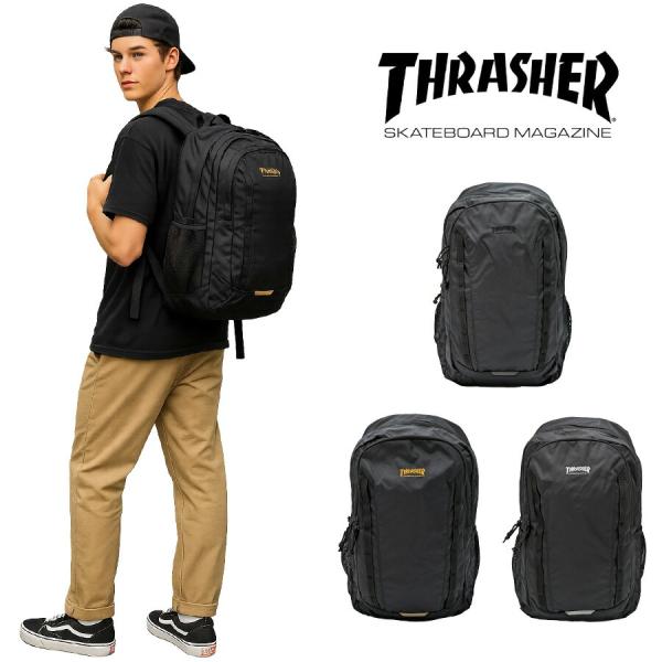 THRASHER thr283 バックパック 25L リュック 大容量 リュックサック 通勤 通学 かばん 普段使い ユニセックス メンズ レディース プレゼント ギフト ブラック THRASHER thr283 バックパック 25L リュック 大容量 リュックサック