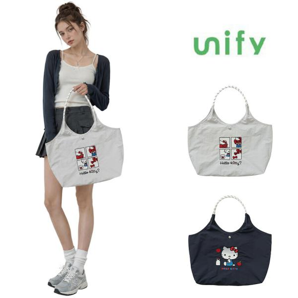 unify サンリオ ナイロントート トートバッグ 手持ち 使いやすい 軽量 ハローキティ キャラクター かわいい レディース ギフト プレゼント ネイビー supk01