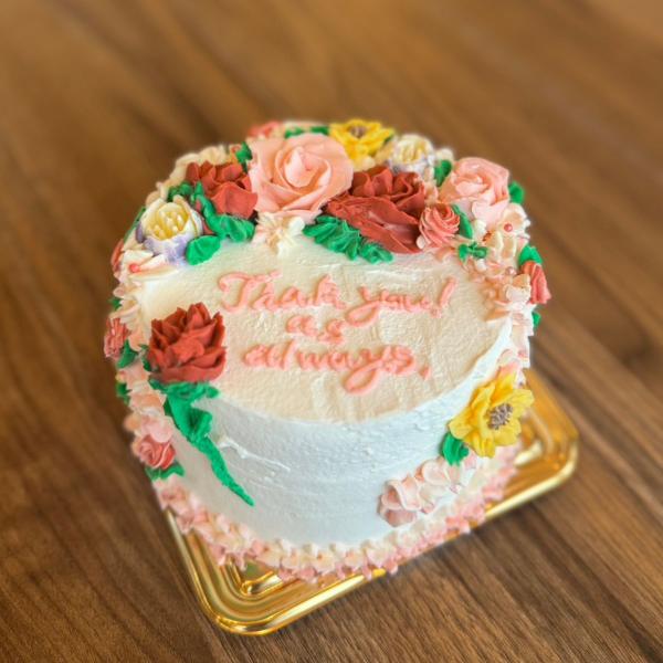 母の日 フラワー デコレーションケーキ 4号（2〜4名様） 華やかなバタークリーム仕上げ｜メッセージカード対応｜冷凍配送