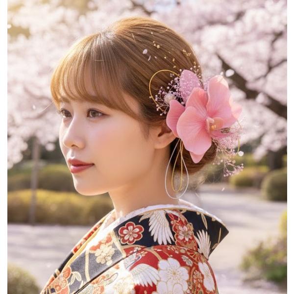 【髪飾りTata8】結婚式 成人式 振袖 卒業式 七五三 前撮り 袴 着物 和装 白無垢 色打掛 引き振袖・色留袖 胡蝶蘭 水引 金箔 パール ゴールド/白/シルバー68hh