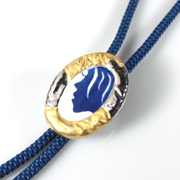 伊万里焼有田焼で知られる陶芸磁器ループタイ 縁金彩染付人形シルエット紋様 Dejapan 手数料０円で日本の商品を購買代行 落札代行