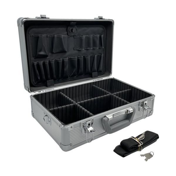 TRUSCO アルミケース 片開き 386X245X128 シルバー