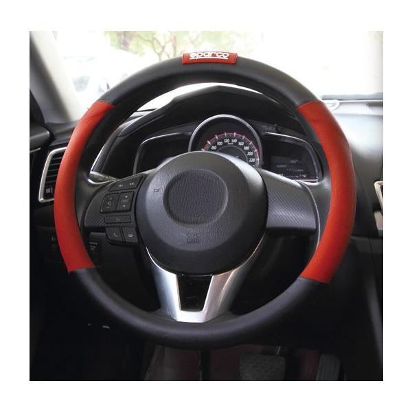 Sparco】スパルコ SPC ステアリングホイールカバーS PUレザー レッド