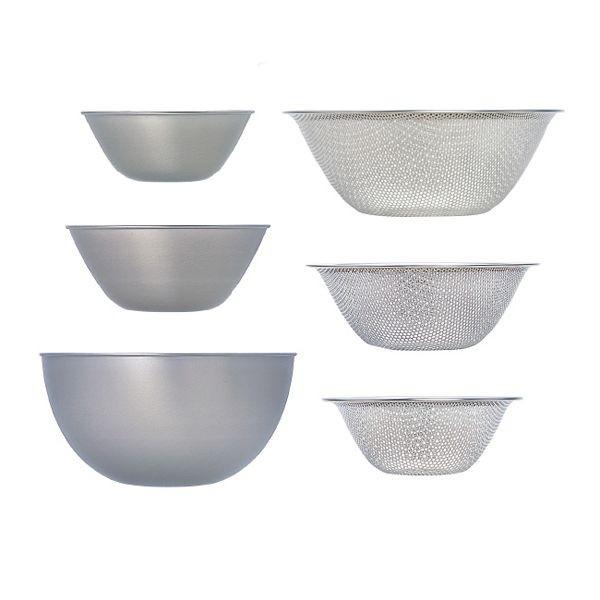 アウトレット送料無料 柳宗理 ステンレスボール ストレーナー 16 19 23 6pcs 18 8ステンレスを使用した丈夫で清潔なステンレスボール 3点とパンチングストレーナー3点の6点セットです 宅送