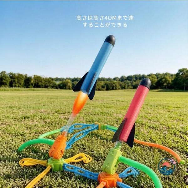 子ども用おもちゃゲーム ロケットランチャー アウトドアスポーツ 踏んで発射  空飛ぶ運動不足解消室外遊び 長距離 子供 おもちゃ 6歳- かわいい