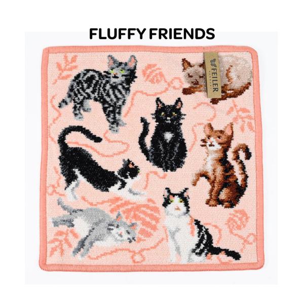 FEILER 猫デザイン ハンカチ 5枚セット feiler（フェイラー） FLUFFY FRIENDS ネコ 猫 動物 ハンカチ ハンド