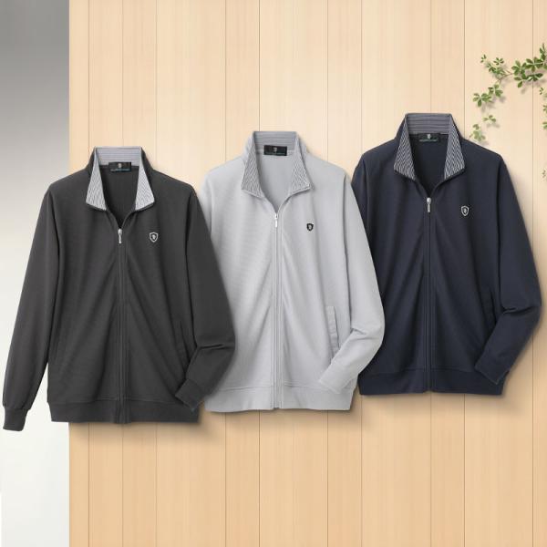 シニア アウター ブルゾン ファッション 服 80代 70代 60代 高齢者 紳士服 男性 おじいちゃん 誕生日 プレゼント おしゃれ ワッフルカットソー ジップアップ