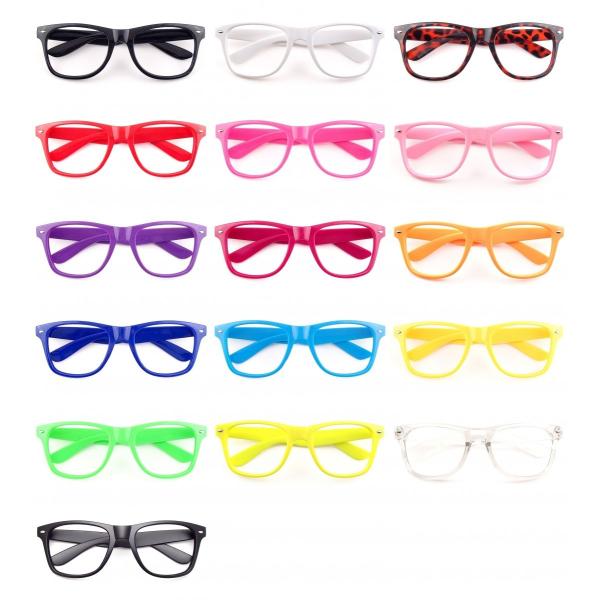 ・ウェリントン型 カラー伊達メガネ （レンズなし） メンズ レディース 男女兼用 ・レンズがないのでまつ毛がレンズにあたるストレスがありません。フラッシュ撮影時のレンズ反射も気になりません。 ・パーティーグッズ、コスプレアイテムとしても大活...