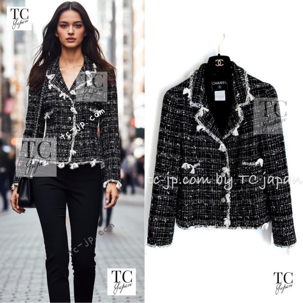 ♥️CHANEL ラベンダー ジップアップジャケット CHANEL（シャネル） ジャケット ブラック クリーム フリンジトリミング